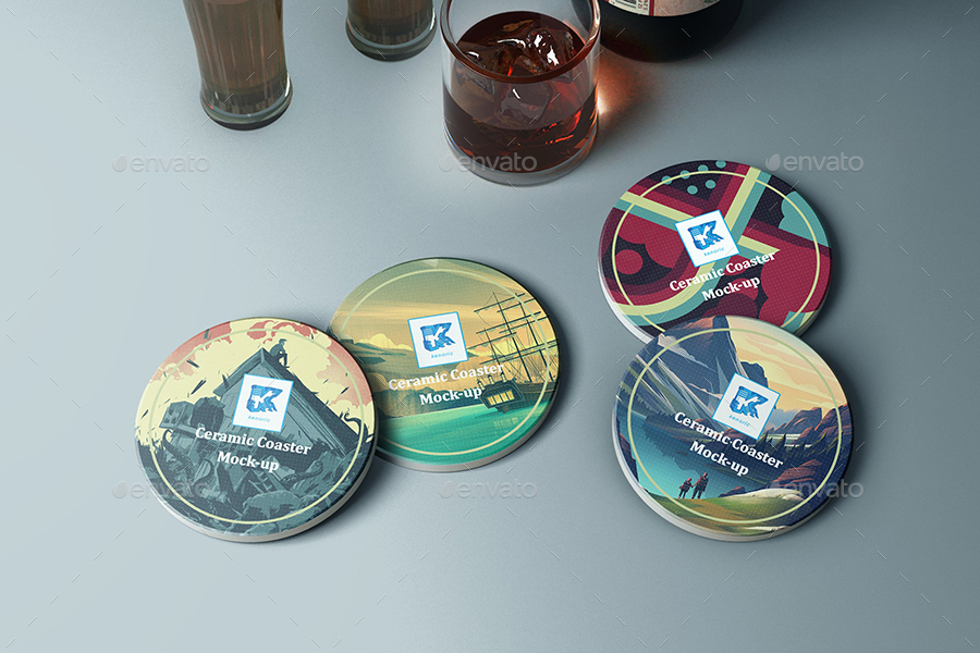Ceramic Coaster Mockup v3, Graphics GraphicRiver
